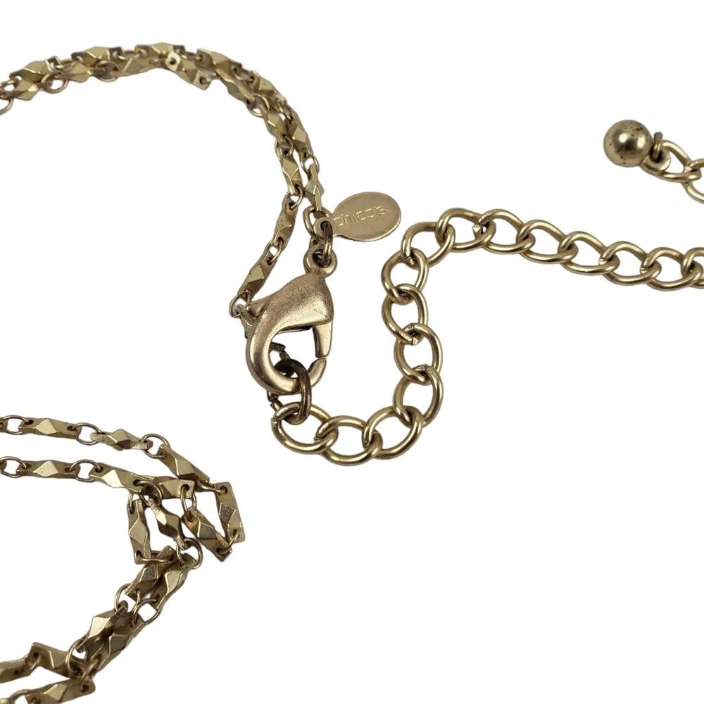 Chico's long pendant necklace gold tone black
